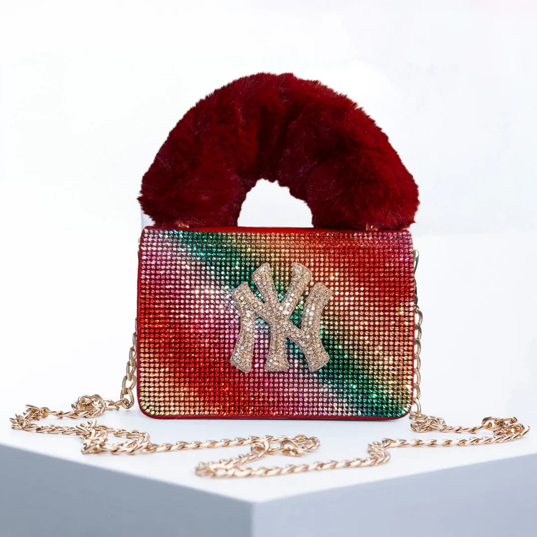 ZYB066 Sporty Chic: حقيبة NY Yankees Crystal Clutch