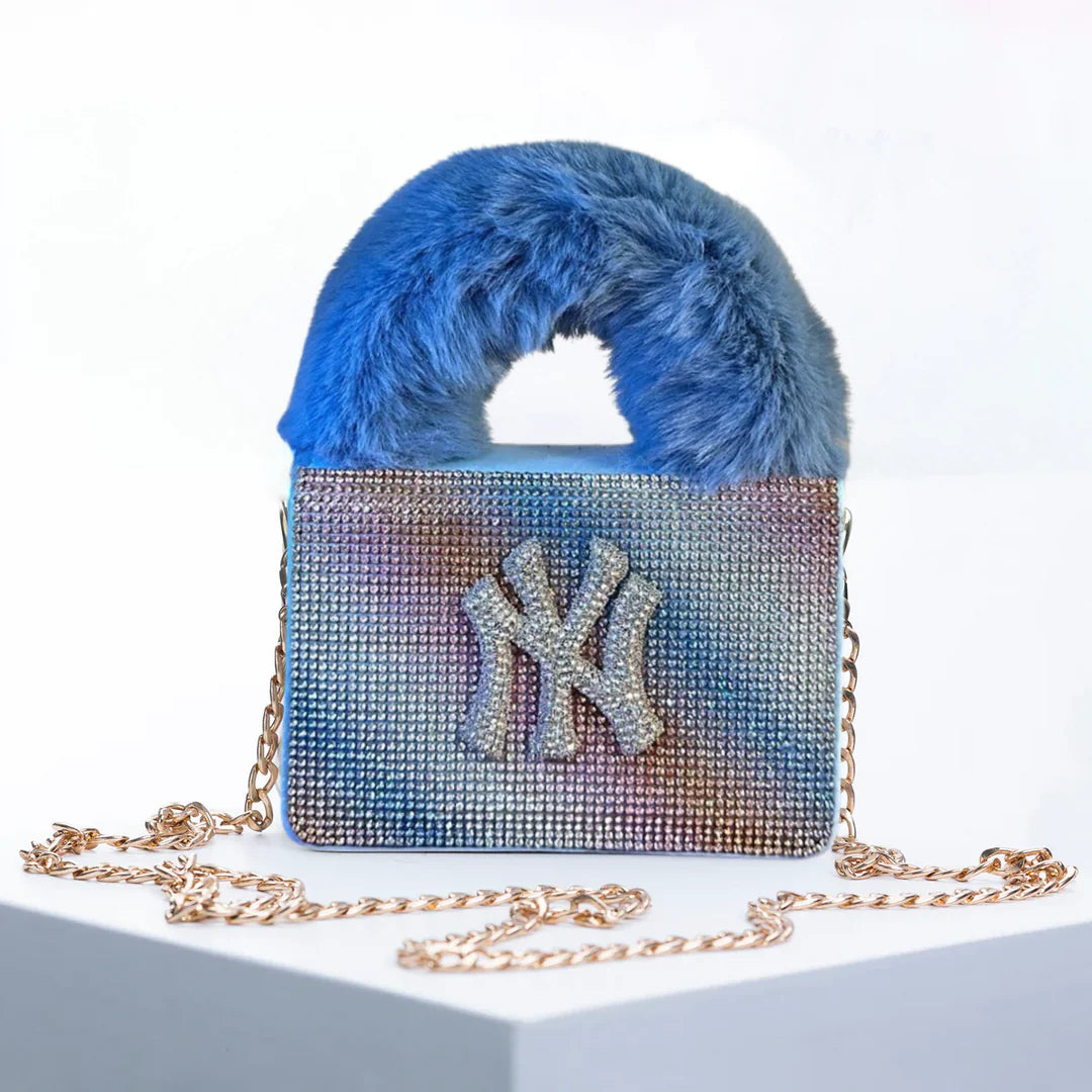 ZYB066 Sporty Chic: حقيبة NY Yankees Crystal Clutch