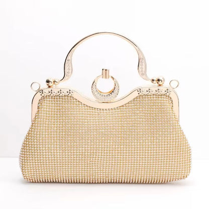 ZYB137 Glamorous Rhinestone Clutch with Metal Handle