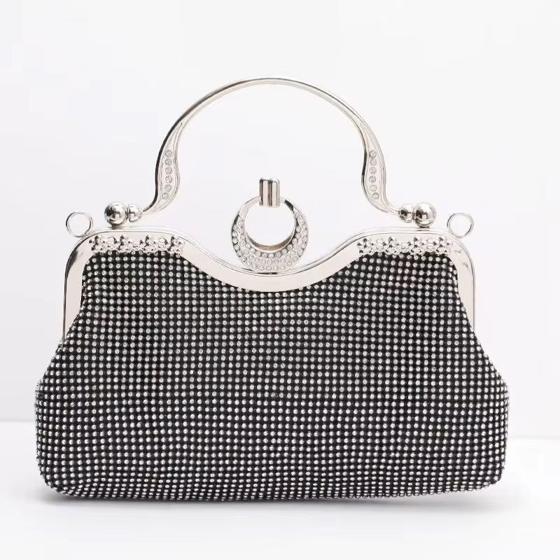 ZYB137 Glamorous Rhinestone Clutch with Metal Handle