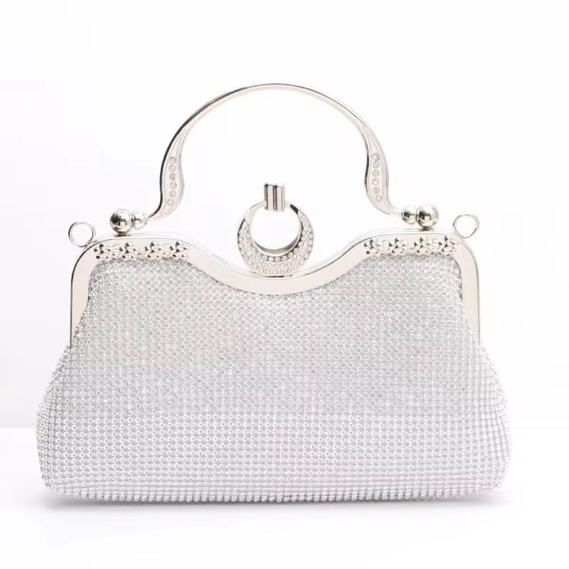 ZYB137 Glamorous Rhinestone Clutch with Metal Handle