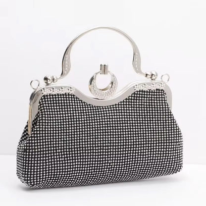 ZYB137 Glamorous Rhinestone Clutch with Metal Handle