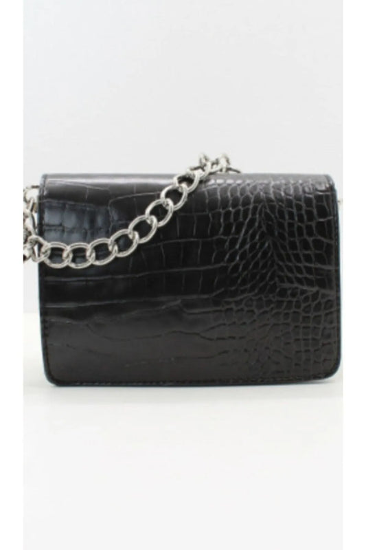 ZYB062  Edgy Elegance: Croc-Embossed Chain Strap Bag