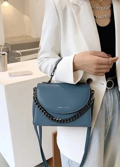 ZYB068 Classic and Chic: Blue Chain Strap Bag