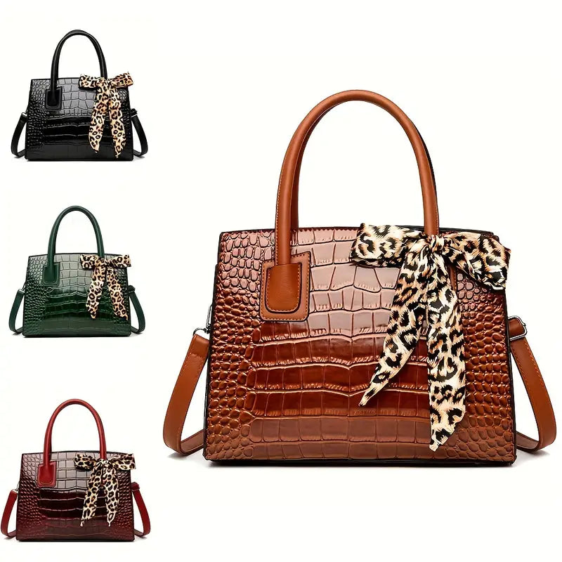 ZYB071 Sophisticated Style: Crocodile Embossed Tote Bag