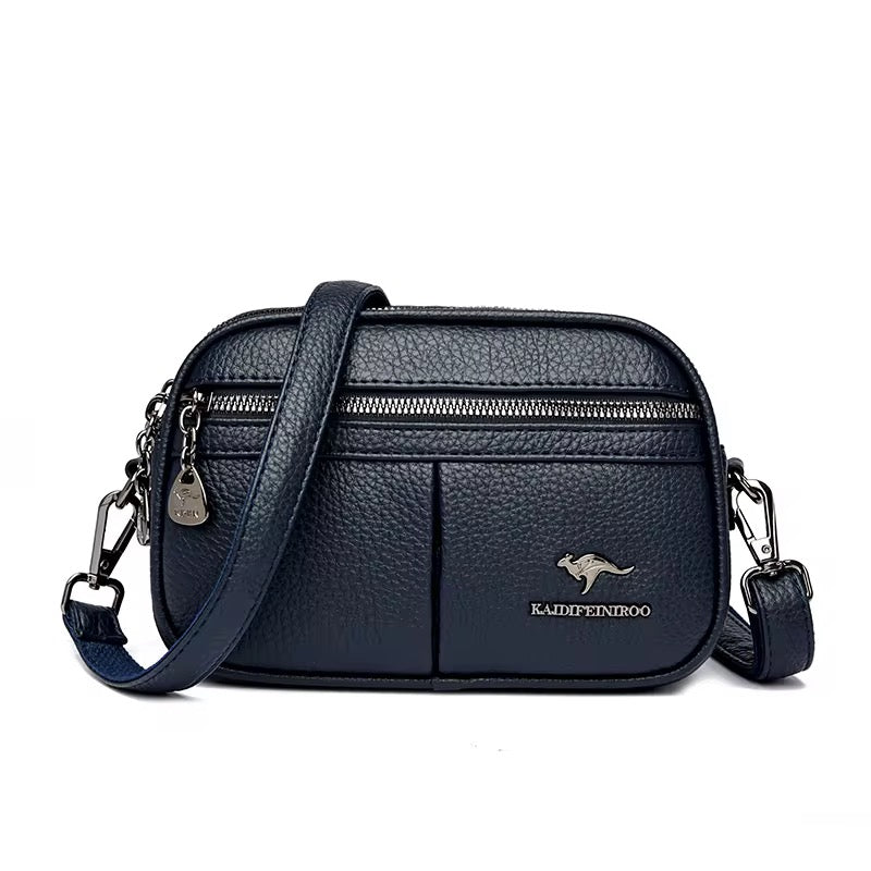 ZYB211 Dual-Zip Compact Pebbled Crossbody