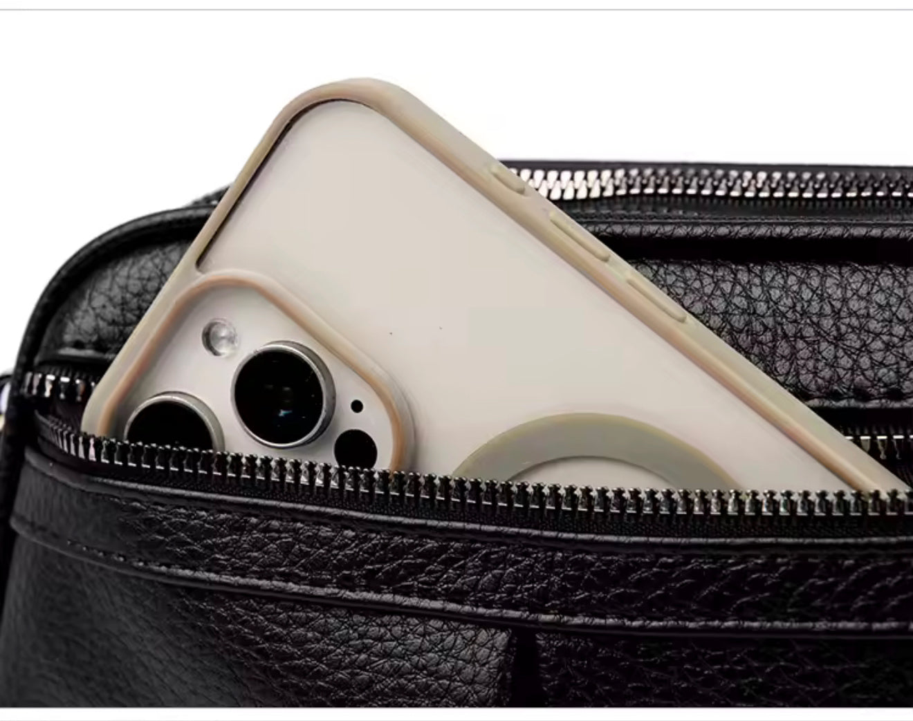 ZYB211 Dual-Zip Compact Pebbled Crossbody