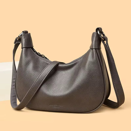 ZYB214 Pebbled Crescent Saddle Crossbody