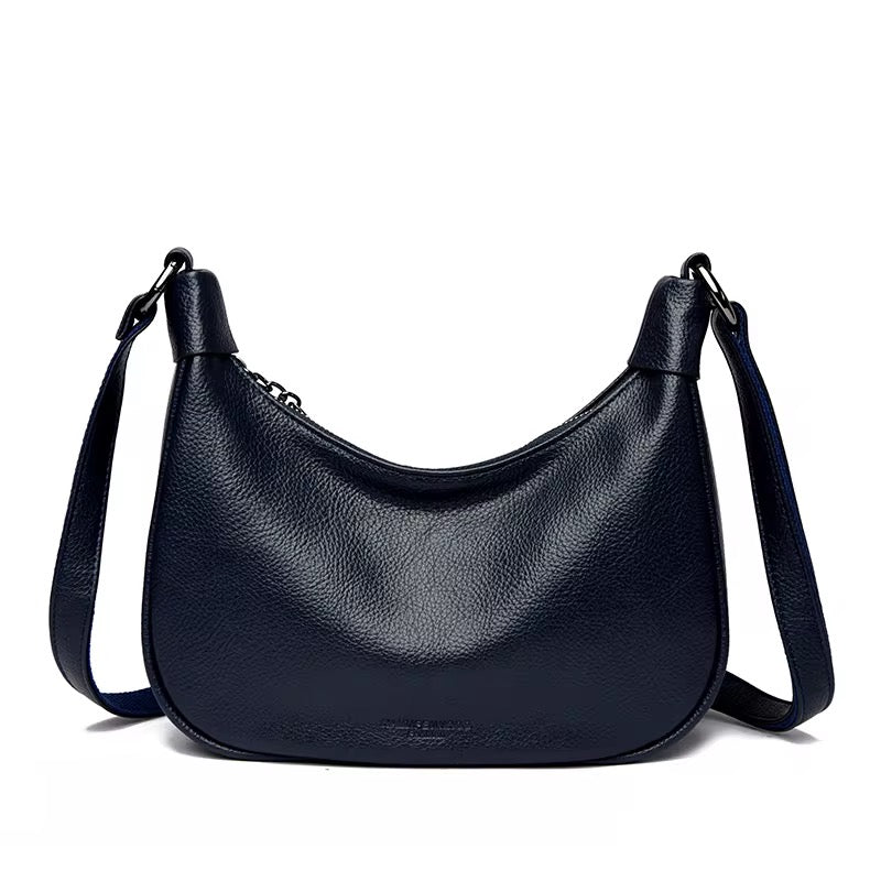 ZYB214 Pebbled Crescent Saddle Crossbody