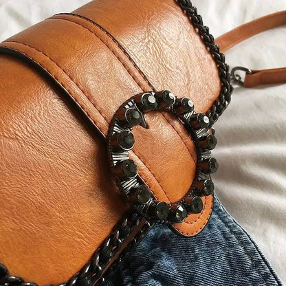 ZYB043 Edgy and Chic: Studded Chain Shoulder Bag