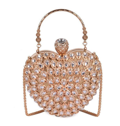 ZYB049 Romantic and Glamorous: Heart-Shaped Crystal Clutch