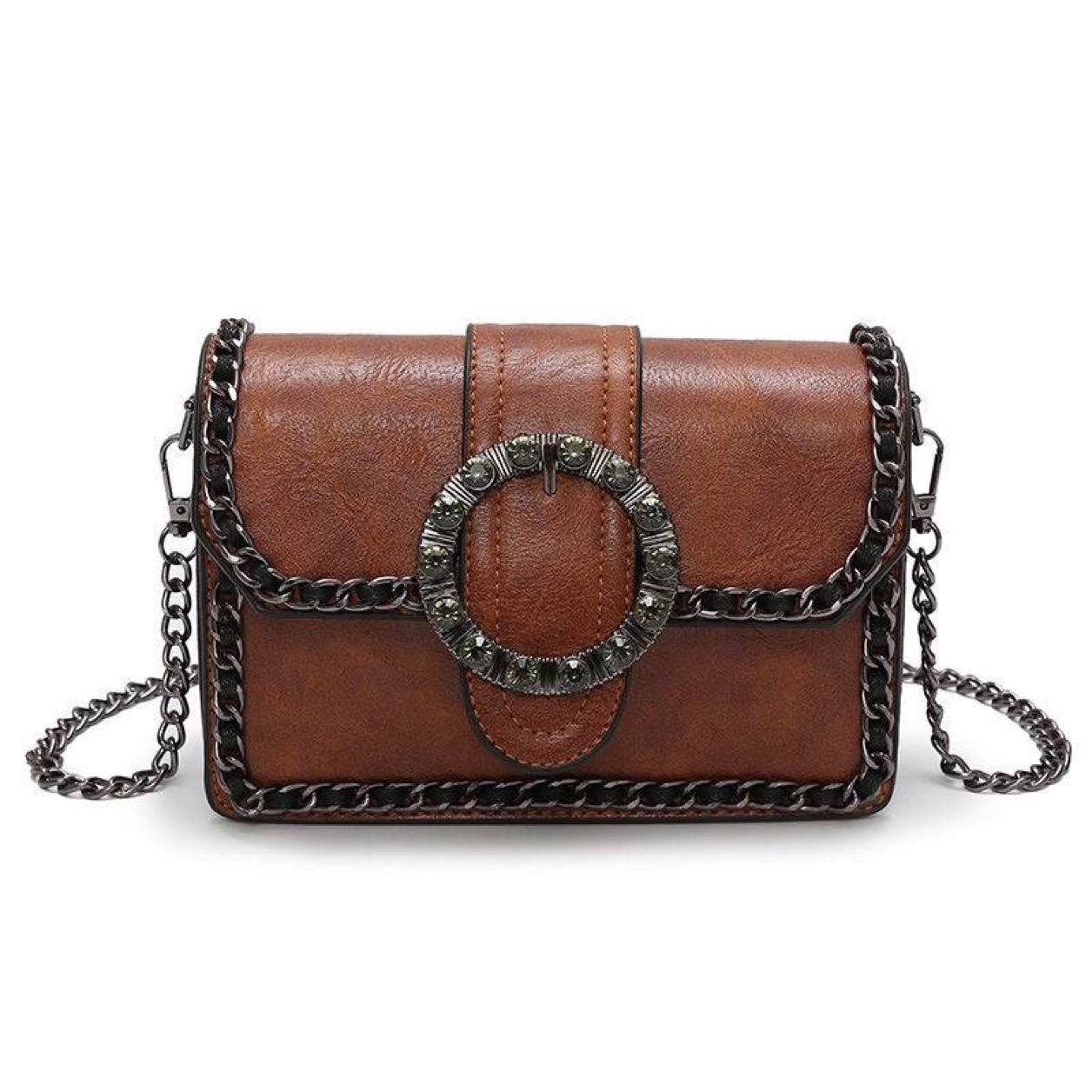 ZYB043 Edgy and Chic: Studded Chain Shoulder Bag