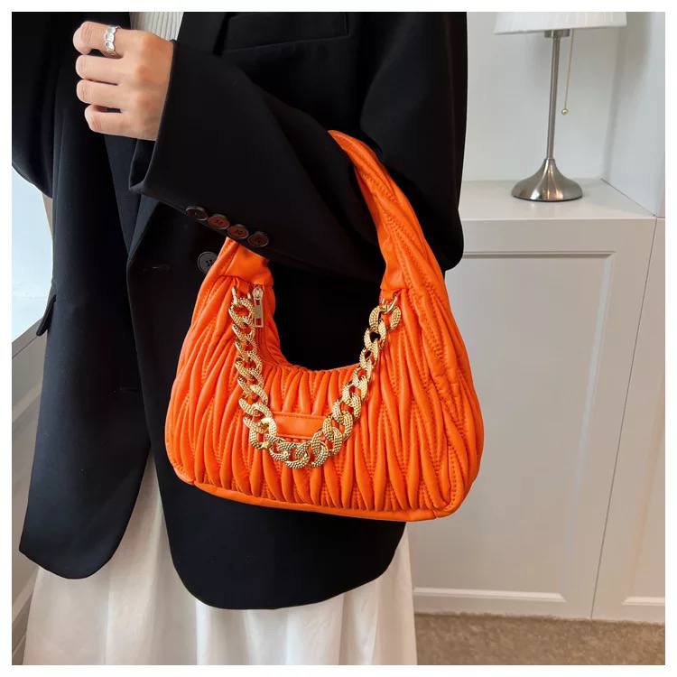 ZYB105 Chic Half-Moon Pleated Shoulder Bag