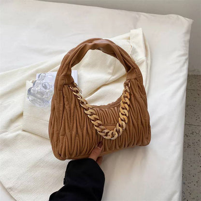 ZYB105 Chic Half-Moon Pleated Shoulder Bag